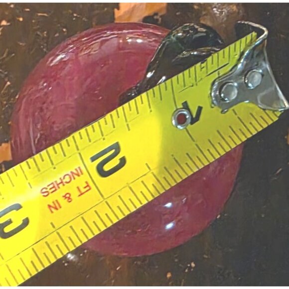 Paperweight Apple Handcrafted Toro Glass 3 Inches Glass Decor Red & Green - Picture 7 of 7